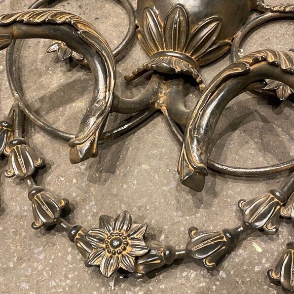 Antique Early 1900s  Neoclassical Style Wall Sconce Intricate Mixed Metal - Picture 5 of 9